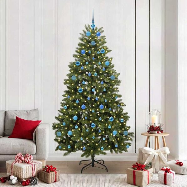 vidaXL Artificial Christmas Tree Green 210 cm PVC and Metal