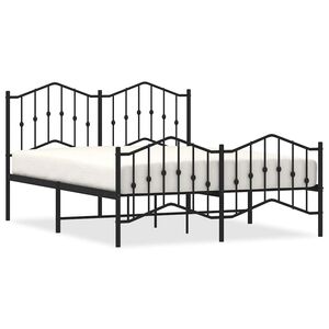 vidaXL Metal Bed Frame without Mattress with Footboard&nbsp;Black 140x200cm