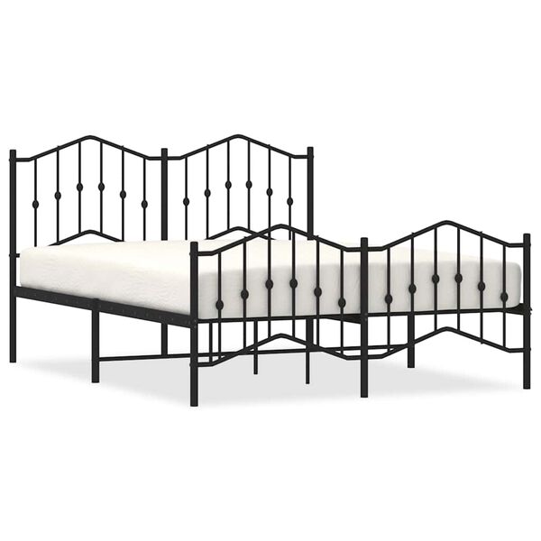 vidaXL Metal Bed Frame without Mattress with Footboard&nbsp;Black 140x200cm