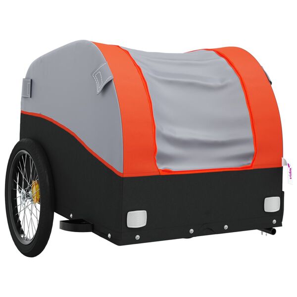 vidaXL Bike Trailer Black and Orange 30 kg Iron