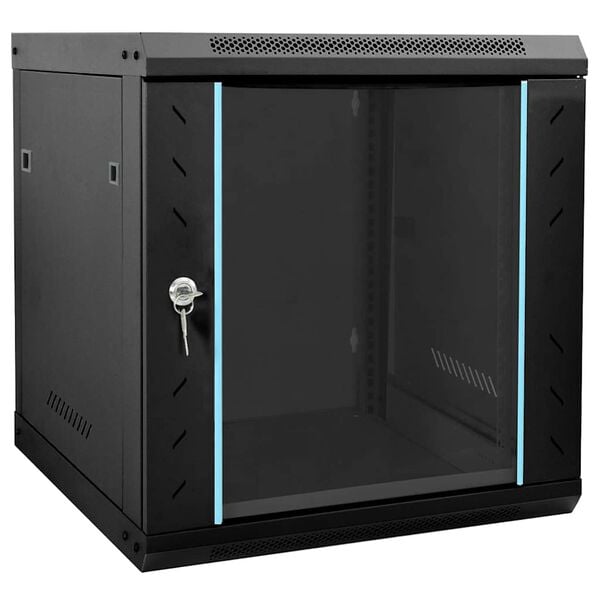 vidaXL Network Cabinet with Storage Black 53 x 60 x 60 cm Steel