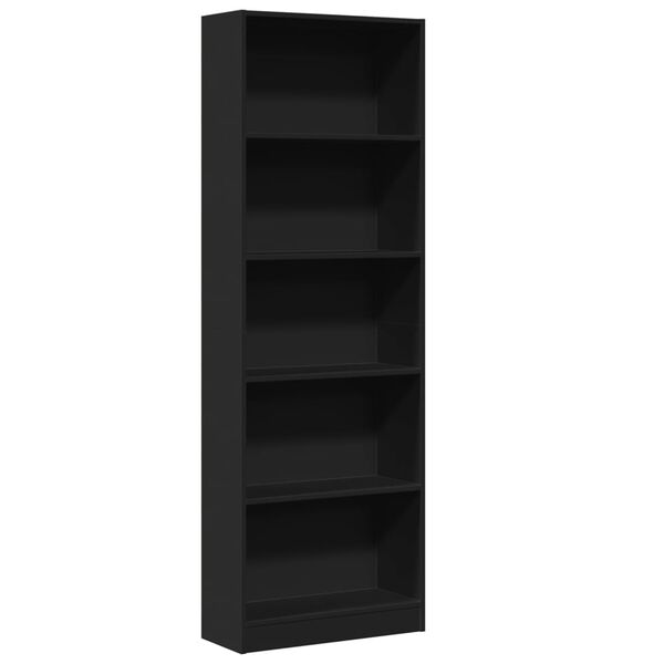vidaXL Bookcase Black 60x24x176 cm Engineered Wood