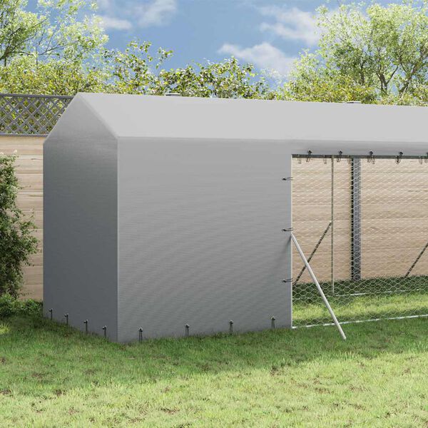 vidaXL Outdoor Dog Kennel with Roof Silver 2x6x2.5 m Galvanised Steel