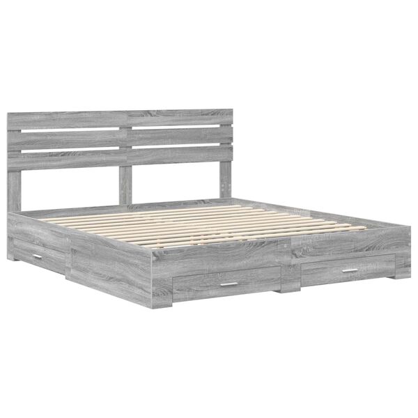 vidaXL Bed Frame with Drawer with Headboard Manual Engineered Wood