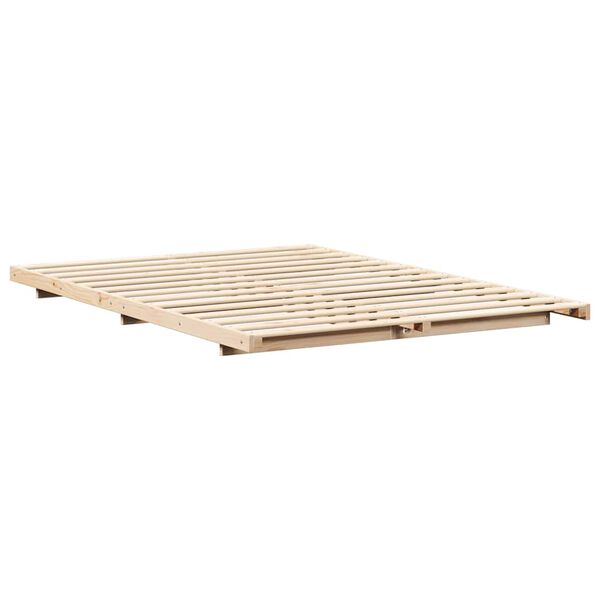 vidaXL Floor Bed Frame Brown 140 x 210 cm Solid pine wood