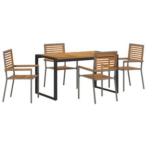vidaXL Garden Dining Set 5 pcs Grey and Brown Poly Rattan