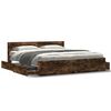 vidaXL Bed Frame with Headboard without Mattress Smoked Oak 200x200 cm