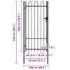 vidaXL Fence Gate Single Door with Arched Top Steel 1x2 m Black