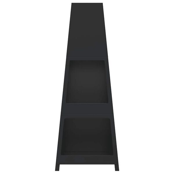 vidaXL Outdoor Fireplace with Log Store Tower Design Black Steel