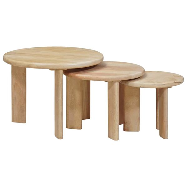 vidaXL Nesting Coffee Tables 3 pcs Black Solid Mango Wood