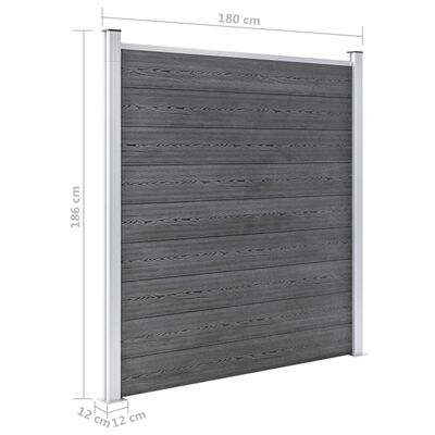 vidaXL WPC Fence Set 10 Square + 1 Slanted 1830x186 cm Grey