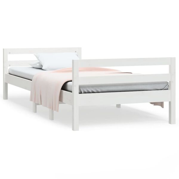vidaXL Bed Frame without Mattress White 90x200 cm Solid Wood Pine