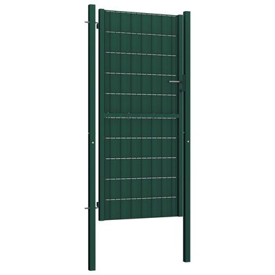 vidaXL Fence Gate PVC and Steel 100x204 cm Green