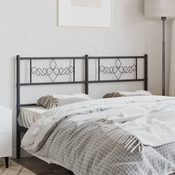 vidaXL Metal Headboard Black 160 cm