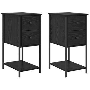 vidaXL Bedside Cabinet 2 pcs Black oak 32 x 42 x 70 cm Engineered wood