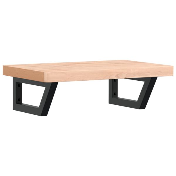 vidaXL Basin Shelf Wall Mounted Steel and Solid Wood Beech