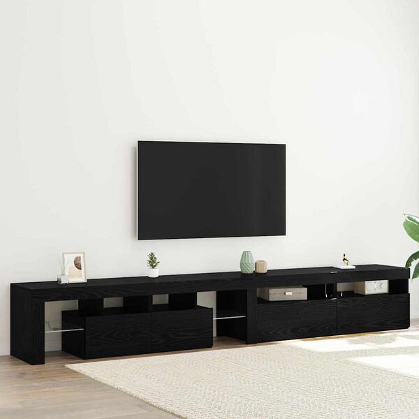 vidaXL TV Cabinet 3 pcs Black Oak 260 x 37 x 40 cm Engineered Wood
