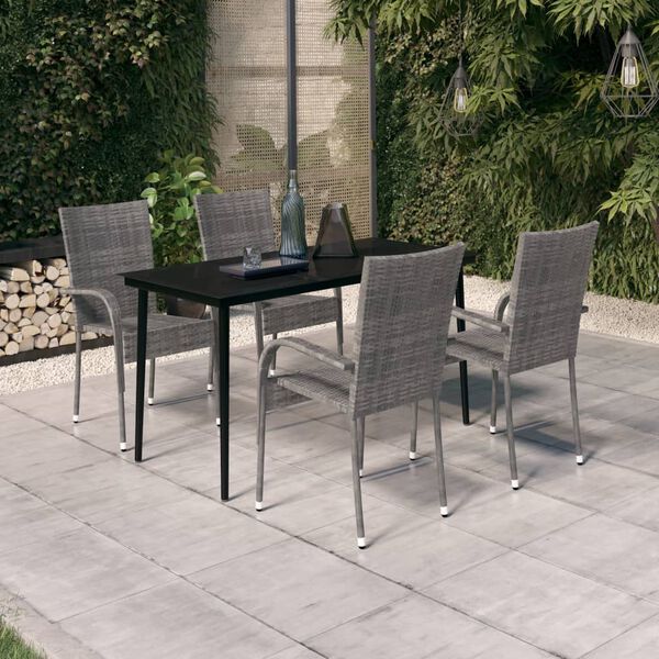 vidaXL 5 Piece Garden Dining Set Grey and Black