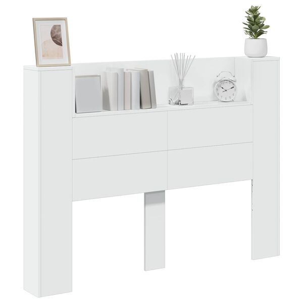 vidaXL Headboard Cabinet with LED White 140 x 16.5 x 103.5 cm