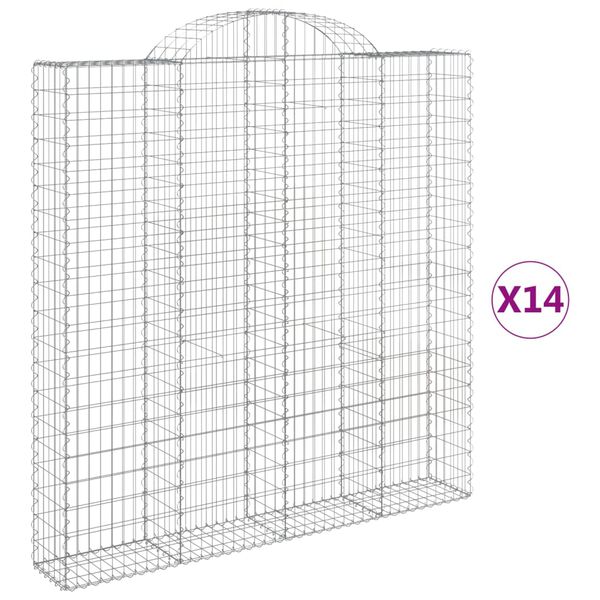 vidaXL Arched Gabion Baskets 14 pcs 200x30x200/220 cm Galvanised Iron