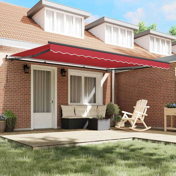 vidaXL Retractable Awning Manual Red 450 x 350 cm Polyester and Steel