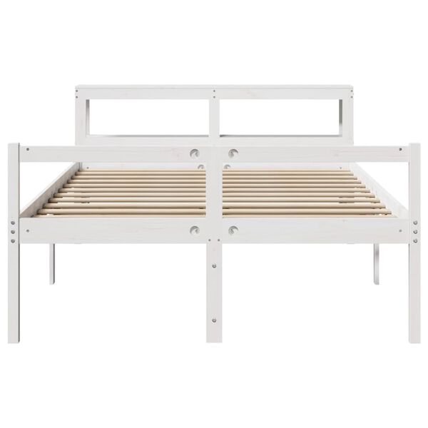 vidaXL Senior Bed with Headboard without Mattress White 140x200 cm