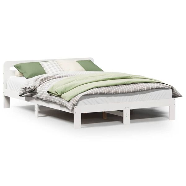 vidaXL Bed Frame without Mattress White 140x200 cm Solid Wood Pine