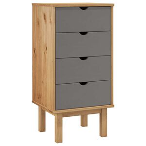 vidaXL Drawer Cabinet OTTA Brown&Grey 45x39x90cm Solid Wood Pine