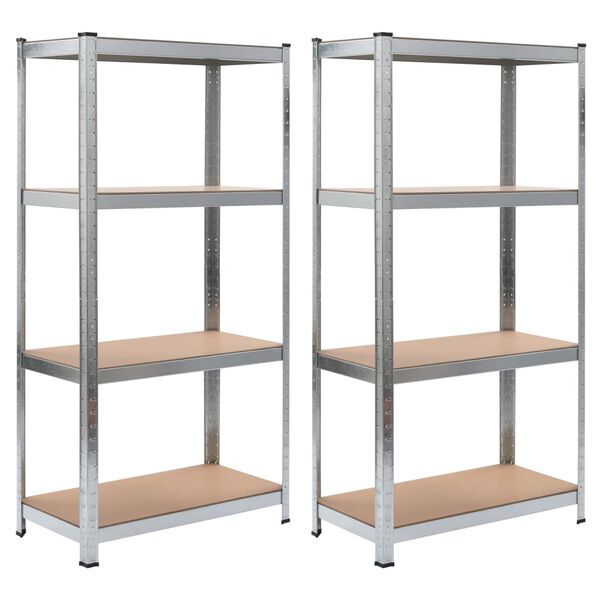 vidaXL Storage Shelves 2 pcs Silver 80x40x160 cm Steel and MDF