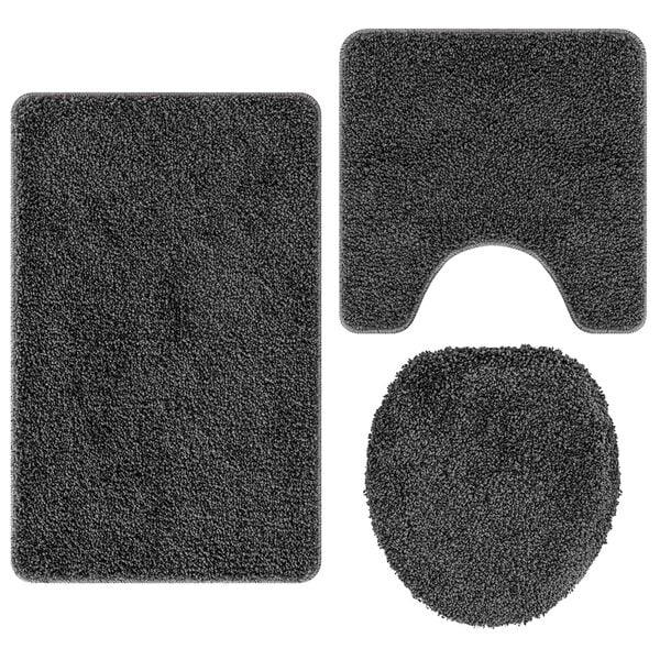 vidaXL Anti-slip Bath Mat Set 3 pcs Dark grey PP