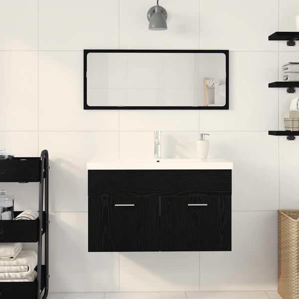vidaXL Bathroom Cabinet Black Oak 90 x 38.5 x 46 cm Engineered Wood