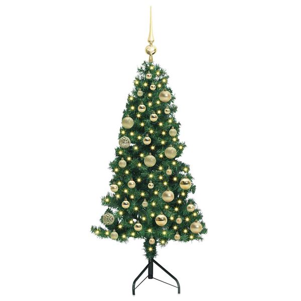 vidaXL Corner Artificial Christmas Tree Green 120 cm PVC and Metal