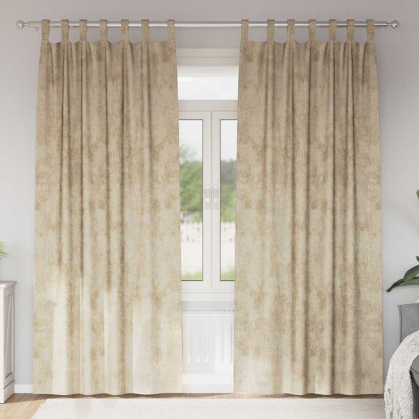 vidaXL Velvet Curtains with Curtains 2 pcs Cream 260 x 140 cm Velvet