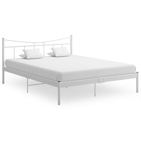 vidaXL Bed Frame without Mattress White Metal 140x200 cm