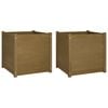 vidaXL Garden Planters 2 pcs Honey Brown 60x60x60 cm Solid Pinewood