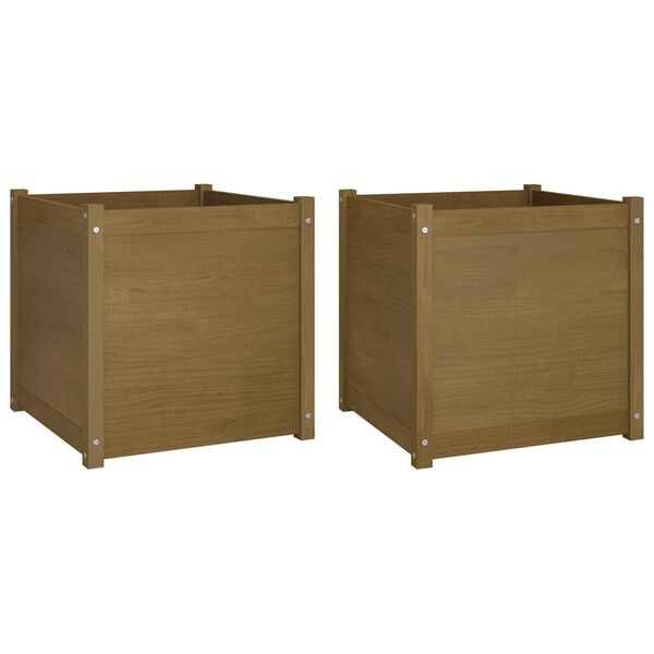 vidaXL Garden Planters 2 pcs Honey Brown 60x60x60 cm Solid Pinewood