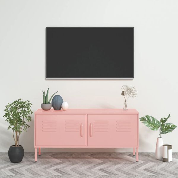 vidaXL TV Cabinet Pink 105x35x50 cm Steel