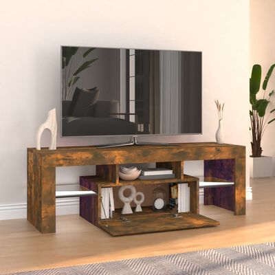 vidaXL TV Cabinet with LED Lights Smoked Oak 120x35x40 cm