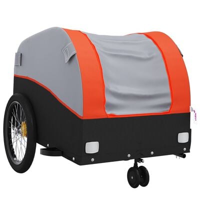 vidaXL Bike Trailer Black and Orange 30 kg Iron