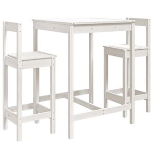 vidaXL 3 Piece Garden Bar Set White Solid Wood Pine