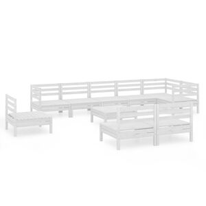 vidaXL 10 Piece Garden Lounge Set Solid Wood Pine White