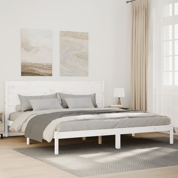 vidaXL Extra Long Bed Frame without Mattress White 140x220 cm Solid Wood