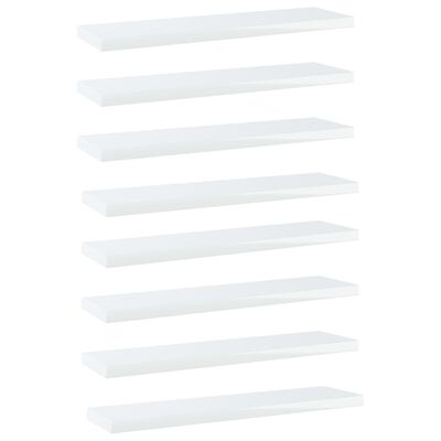 vidaXL Bookshelf Boards 8 pcs High Gloss White 40x10x1.5 cm Engineered Wood
