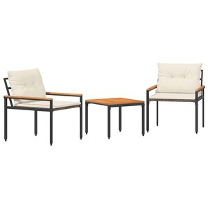 vidaXL Outdoor Furniture Set 3 pcs 2-Seaters Cream White Poly Rattan