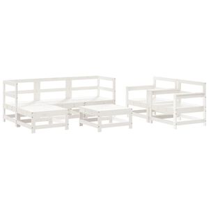 vidaXL 7 Piece Garden Lounge Set White Solid Wood Pine