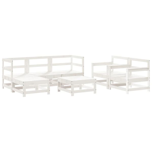 vidaXL 7 Piece Garden Lounge Set White Solid Wood Pine