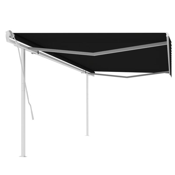 vidaXL Manual Retractable Awning with Posts 5x3 m Anthracite