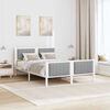 vidaXL Bed frame White and light grey 135 x 190 cm Solid pine wood