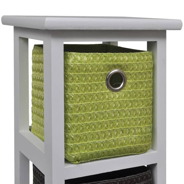 vidaXL Storage Rack with Multi-colour Baskets Paulownia Wood