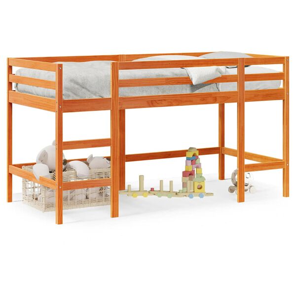 vidaXL Kids' Loft Bed without Mattress with Ladder Wax Brown 80x200 cm